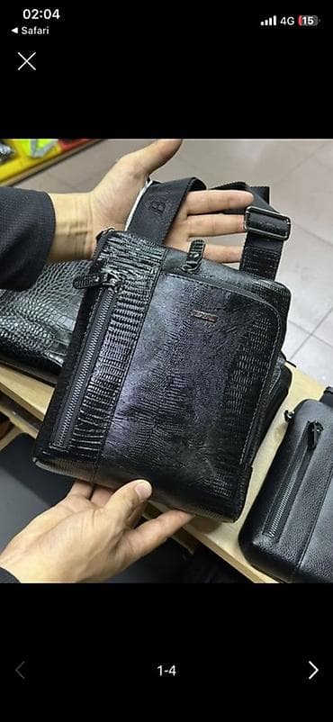 большой клатч: Мужская сумка через плечо (кросс-боди), компактный формат. - — 4