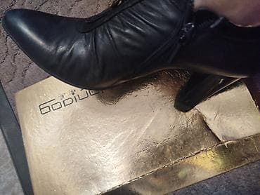 Ботинки и ботильоны: Женские ботильоны на каблуке, чистая кожа снаружи и внутри, фирма — 1