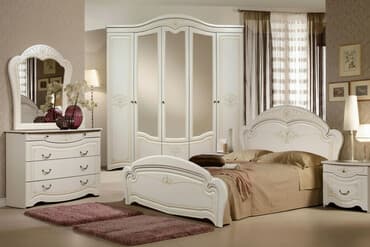 мебель под заказ кровати: Спальный гарнитур, Новый, Двуспальная кровать, Комод, Тумба, Белоруссия, В рассрочку, МДФ, Бесплатная доставка, цвет - Бежевый — 2