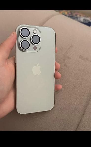 IPhone 16 Pro, Б/у, 128 ГБ, Natural Titanium, Зарядное устройство, Защитное стекло, Чехол, 88 %