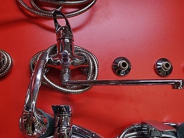 Смесители для ванны и душа: Смеситель для ванны с душевым комплектом - Тип: настенный смеситель — 1