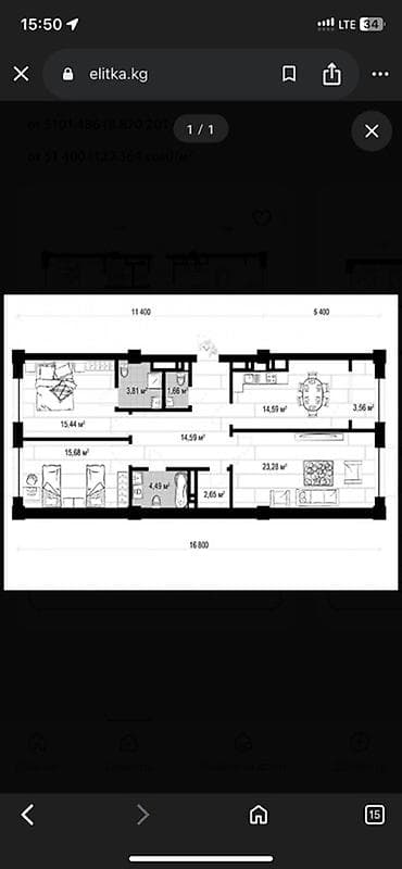 house: 3 комнаты, 100 м², Элитка, 14 этаж, Готовая ПСО (под самоотделку) — 1