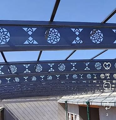 натяжные потол: Навес, Арочный, Металл, Поликарбонат, Установка — 7