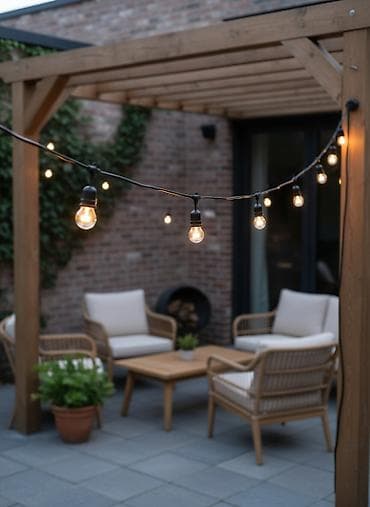 Уличная гирлянда черного цвета с множеством патронов для ламп