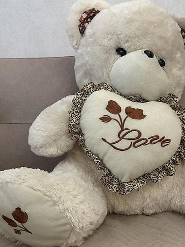 шапка тедди: Большой плюшевый медведь с сердцем Love. Мишка большой мягкий рост — 2