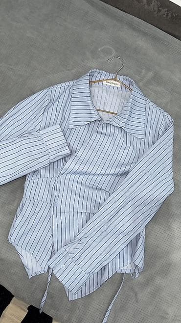 шым брюки: Женская рубашка Daqin Do в полоску - Цвет: светло-голубой с тонкими — 1