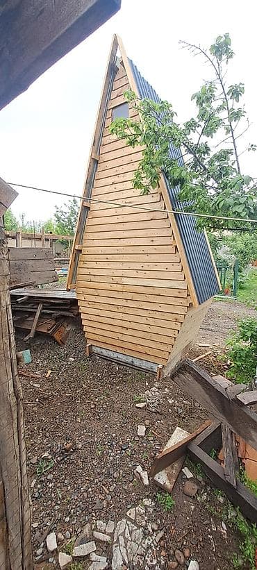 карагач кругляк: Навес, Двускатный, Дерево, Профнастил — 4