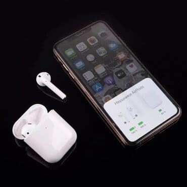 аирподсы оригинал: Каптагычтар, Apple, Жаңы, Электр зымсыз (Bluetooth), Классикалык — 4