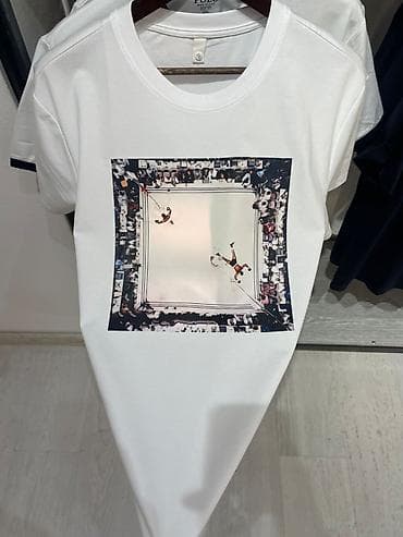 pull bear: Белая мужская футболка с принтом «боксерский ринг». - Крой — 2