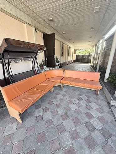 скамейки для дома: Кухонный мягкий уголок, ЛДСП, цвет - Оранжевый — 3