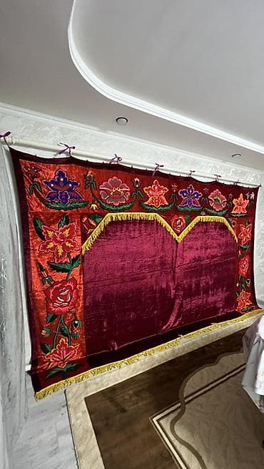 штора для душа: Настенный декоративный рушник/панно из бархата с вышивкой - Материал — 2