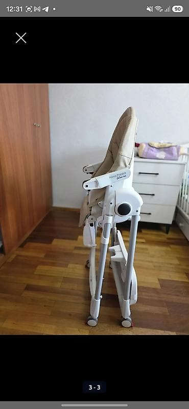 грако graco: Стульчик для кормления, Б/у, Peg perego, Пластик, Трансформер, цвет - Бежевый — 4