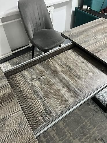 стол с зеркалом: Стол трансформер Для кухни, Раскладной стол, Длина, см: 80/120(160) см см, цвет - Серый — 2