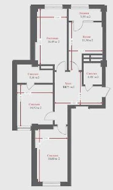 3 комнаты, 90 м², Технопарк Элитка, 15 этаж, ПСО (под самоотделку) — 3