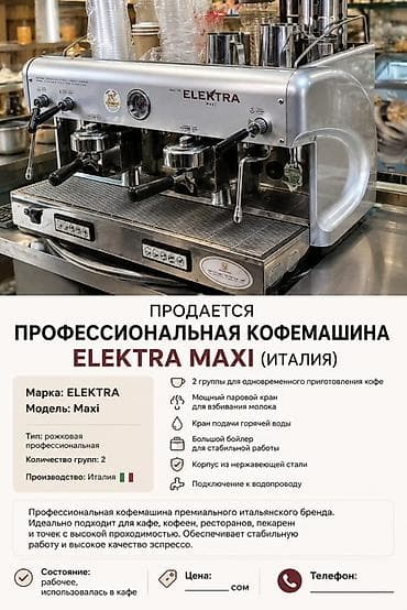 Профессиональная кофемашина Elektra Maxi (Италия) - Тип: рожковая