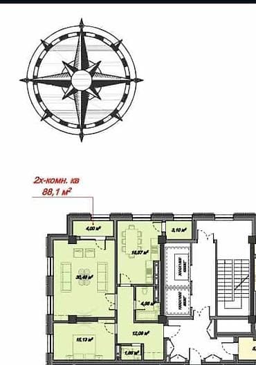 central park: 2 комнаты, 88 м², Элитка, 5 этаж, Готовая ПСО (под самоотделку) — 2
