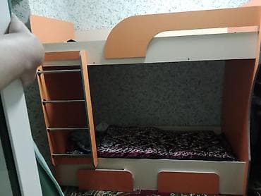 двухъярусная кровать токмок: Двухъярусная детская кровать, ЛДСП, цвет - Оранжевый — 1