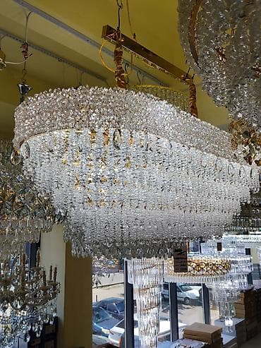Кристальная потолочная люстра овальной формы - Богатый каскад at lalafo.kg Кристальная потолочная люстра овальной формы - Богатый каскад