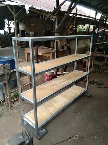 bunk bed: Лофт‑мебель с металлическим каркасом: кровать, этажерка и рабочие — 8