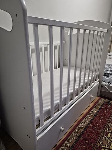 Балдар эмереги: Детская кроватка с бортиками и выдвижным ящиком - Цвет: белый — 1