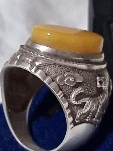 алтын сойко бу: Кольцо, Печатка, Проба 925, Мужские, Янтарь, Новый — 2