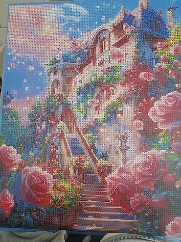 Коробки: Алмазная мозаика (картина стразами) «Романтический дом с лестницей и — 1