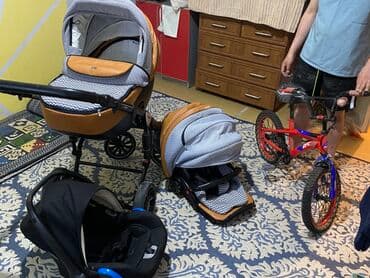 коляска prego: Коляска, цвет - Коричневый, Б/у — 2