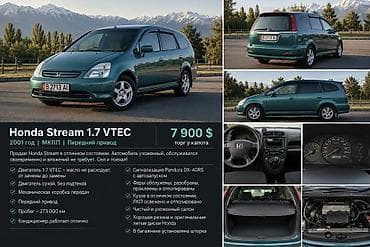 mini v: Honda Stream: 2001 г., 1.7 л, Механика, Бензин, Минивэн — 1