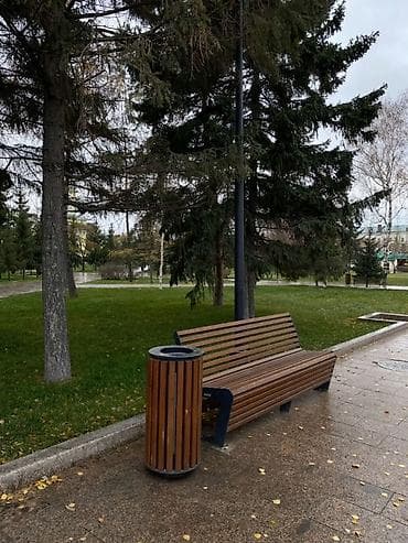 Скамейка Металл, Со спинкой, Без крыши