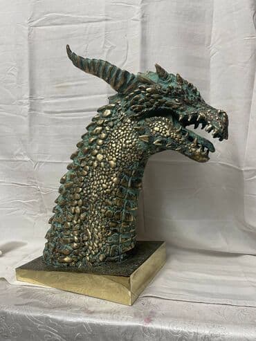 дракон: Бронзовые головы драконов. Тонировка римская патина (зелёная) Высота — 6