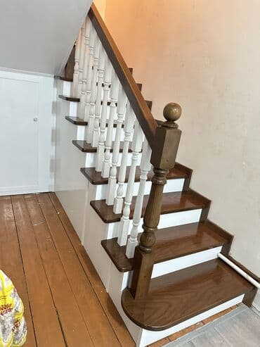 Готовые перила: Деревянная лестница Для дома, Бесплатная доставка, Вид дерева: Лиственница, Стиль: Лофт — 5