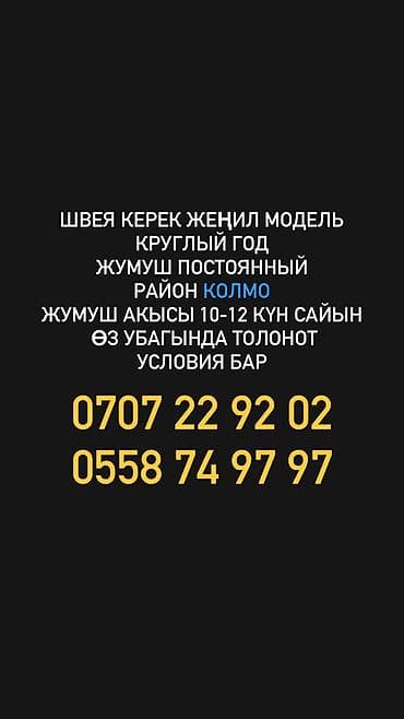 Швея, Надомница, Район: Колмо ж/м, Оплата: Каждые 10 дней