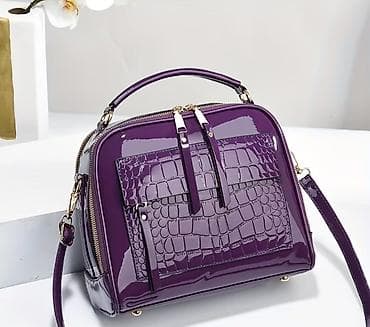 Новая Женская сумка через плечо, лакированная, фиолетовая - Материал