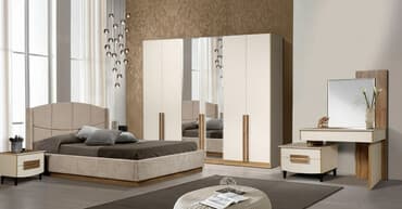 спальный гарнитур адель: Спальный гарнитур, Двуспальная кровать, цвет - Бежевый — 1