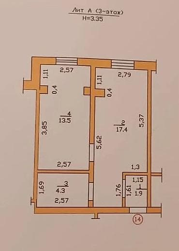 үй квартира: 1 бөлмө, 38 м², Элитка, 3 кабат, Евроремонт — 8