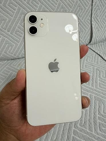 i3 9: IPhone 11, Б/у, 64 ГБ, Белый, Защитное стекло, Чехол, 75 % — 2