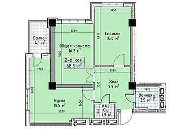 ts group: 2 комнаты, 68 м², Технопарк Элитка, 8 этаж, ПСО (под самоотделку) — 2