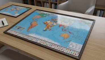 купить настенные часы в бишкеке: Настенные карты в рамах (набор из 2 карт) - Карта мира политическая — 2