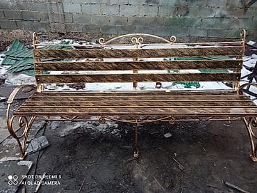 Детская мебель: Скамейка Металл, Со спинкой, Без крыши — 9