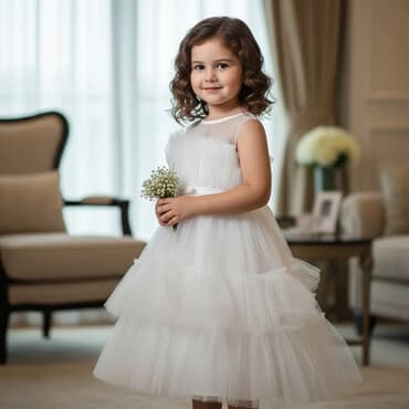 бальное платье для девочки: Детское платье, цвет - Белый, Б/у — 1