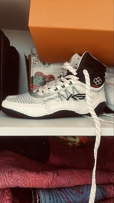 борцовские трико: Борцовки (рестлинг/грэпплинг) высокие - Цвет: белый с чёрными и — 1