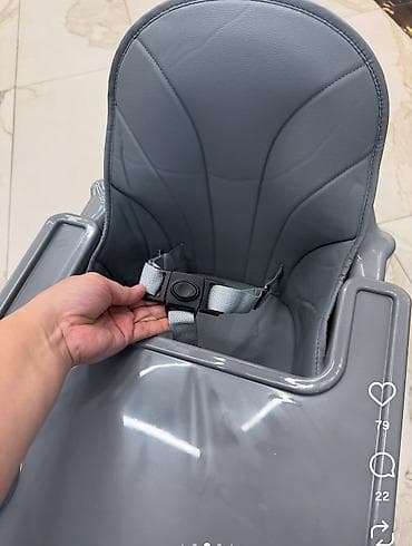 детская переноска люлька: Детский стульчик для кормления, серый - Удобное анатомическое сиденье — 5