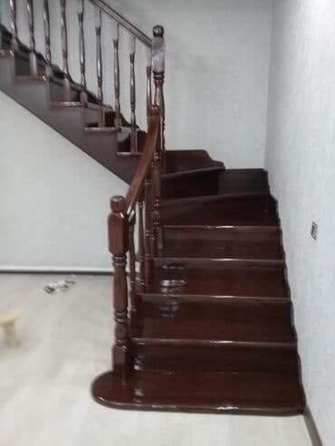 Дизайн, проектирование: Деревянная лестница Для дома, Бесплатный замер, Форма лестницы: Г-образная, Стиль: Классический — 7