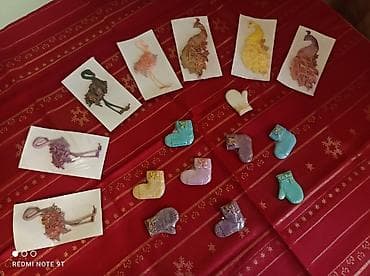 deco mesh: Набор ручных декоративных магнитов на холодильник. - Тематика: зима и — 1