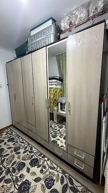 4 ка: Спальный гарнитур, Двуспальная кровать, ДСП, цвет - Бежевый — 3