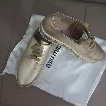 обувью: Кеды miu miu полностью кожа, новыена подошве плетение тоже кожа — 9