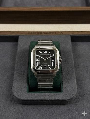 Cartier Santos — автоматические наручные часы с черным циферблатом