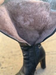 сапоги из натурального меха и кожи: Женские кожаные сапоги на каблуке - Материал: натуральная кожа — 4