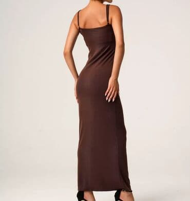 Юбки: Повседневное платье, Лето, Длинная модель, Хлопок, Прямое, S — 3