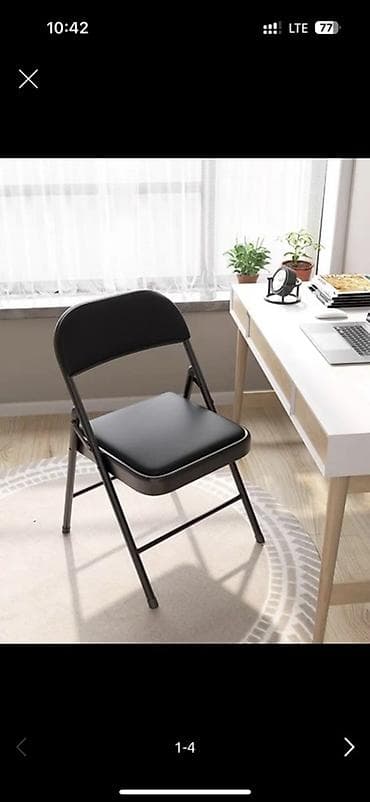 Отургучтар, табуреттер: Жүрүшкө арналган бүктөлмө отургуч, Жаңы, Темир, түсү - Кара — 3